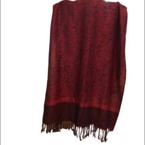 Women’s Red and Black Fringed Shawl/Scarf